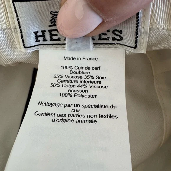 Authentic Hermès Calvi Bucket Hat - Blanc Cassé Cerf Lourd Leather (Deerskin)